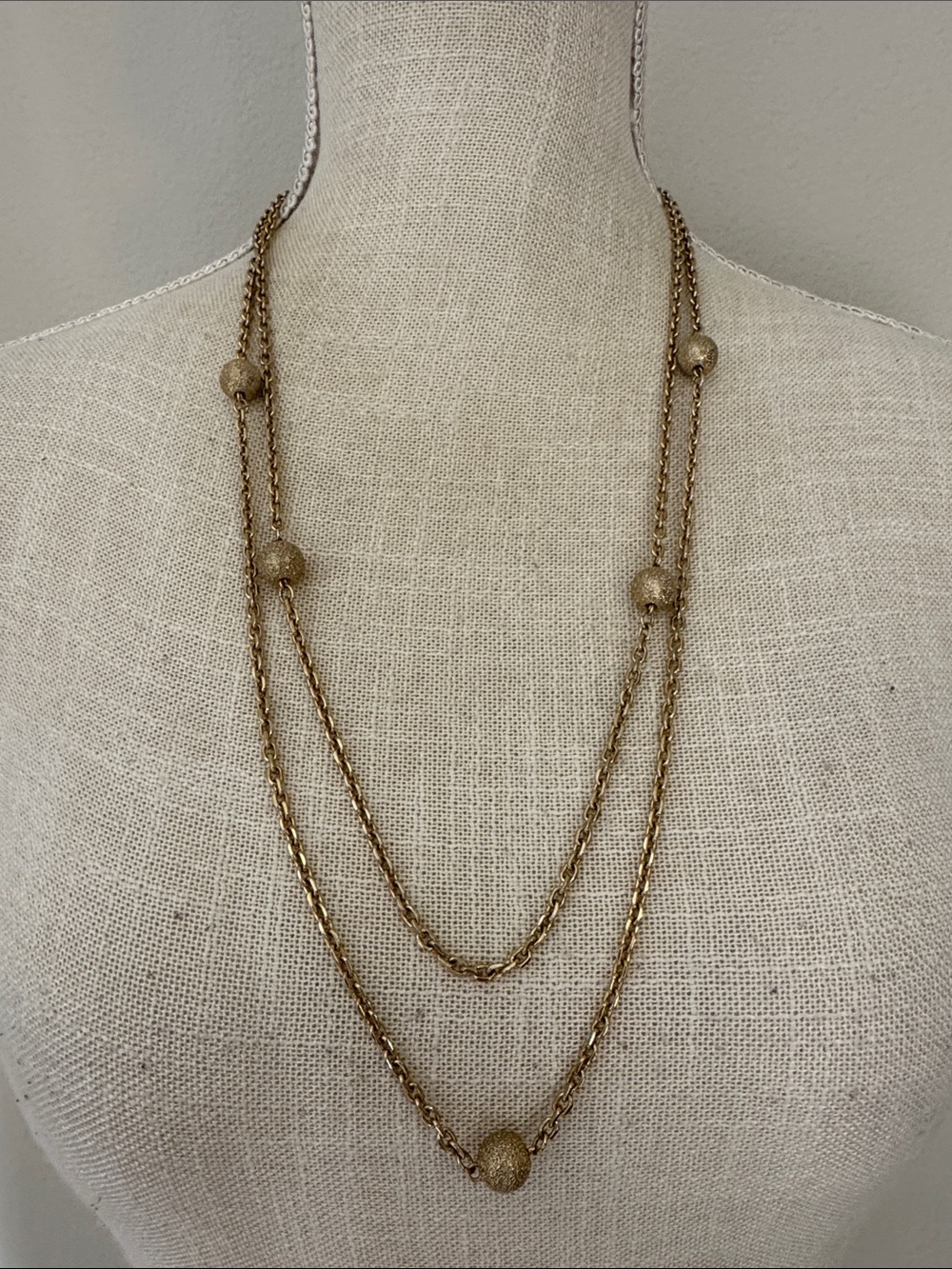 Monet Gold Beaded Chain Necklace